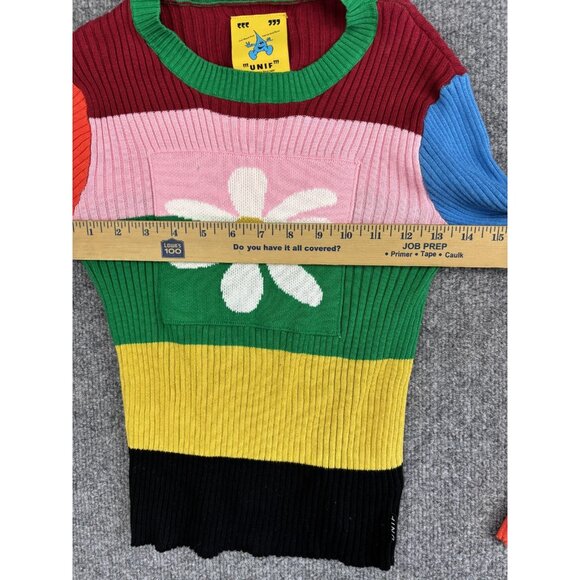 UNIF Sweater Womens XS Stripe Flower Daisy Knit Pullover Long Sleeve Top - Picture 5 of 7